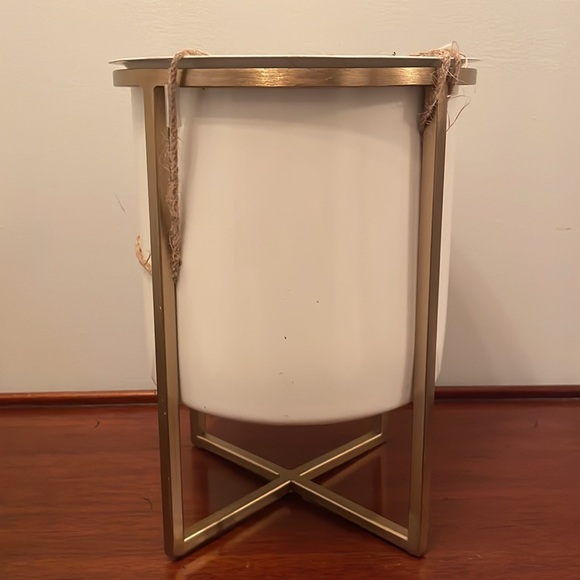 NEW Threshold White/Brass 2pc Iron Indoor / Outdoor Planter Pot with Stand - Picture 7 of 10